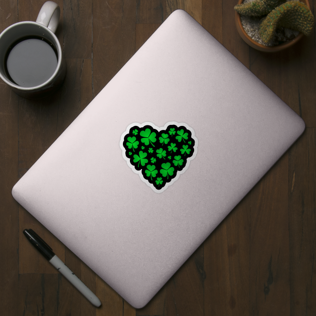 Lucky Heart Made of Shamrock Leaves Gift for Men and Women by BadDesignCo